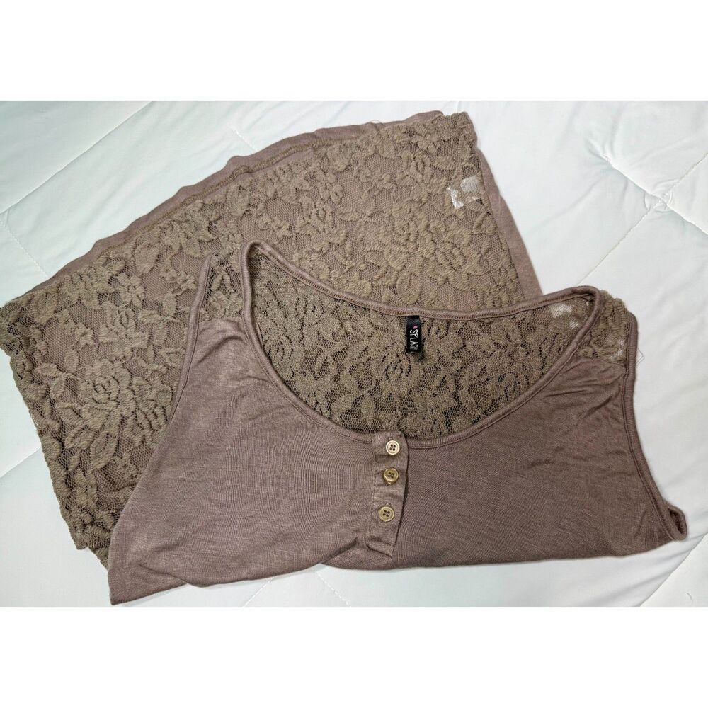 Splash Womens Full Lace Back Tank Top L Sandy Brown